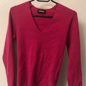 Express Womens V Neck Pink Top